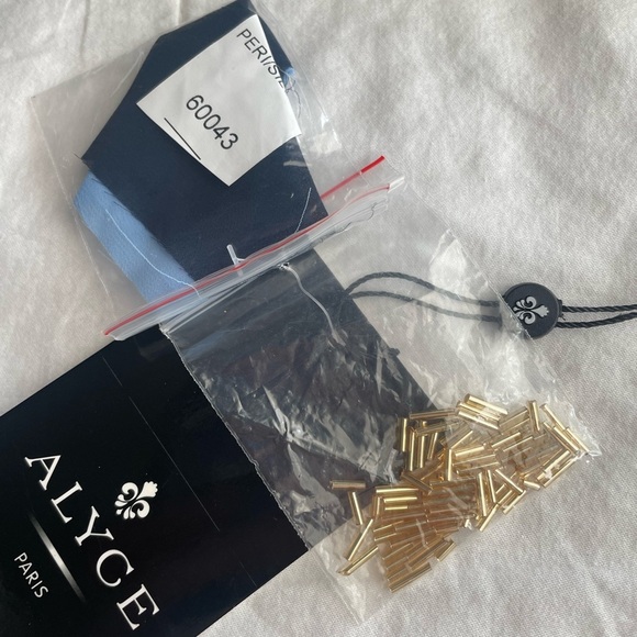 NWT Alyce Paris 60043 Gold Beaded Halter Chiffon Maxi Dress 6 Navy Prom Neutral - Picture 4 of 11